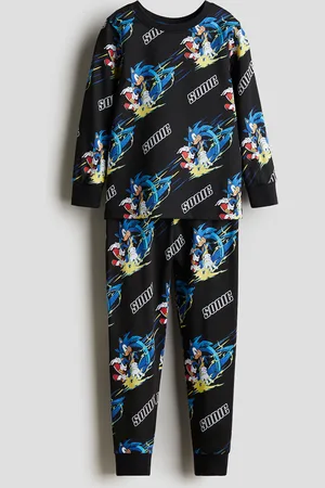 H&M Bedruckter Pyjama aus Baumwolljersey - Schwarz