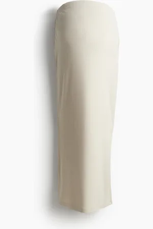 H&M MAMA Gerippter Midirock - Beige
