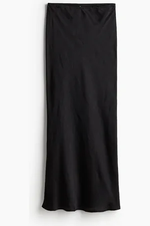 H&M Maxirock aus gecrinkeltem Satin - Schwarz