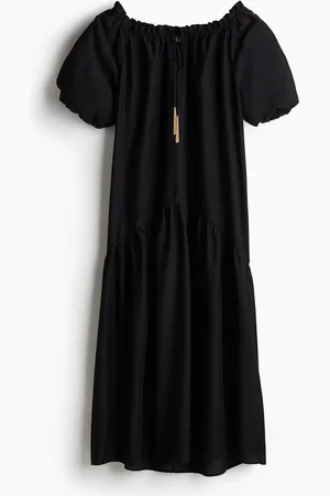 H&M Kleid mit Kordelzugdetail - Schwarz