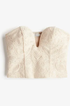 H&M Bustier-Top im Häkellook - Weiß