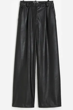 H&M Weite Hose mit Coating - Schwarz