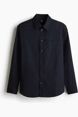 H&M Hemd aus Leinenmix in Regular Fit - Blau