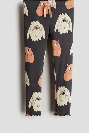 H&M Bedruckte Leggings aus Baumwolle - Grau