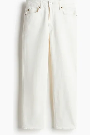 H&M Slim Straight High Ankle Jeans - Weiß
