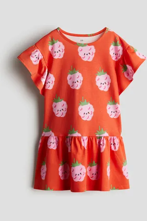 H&M Baumwollkleid mit Volantärmeln - Orange
