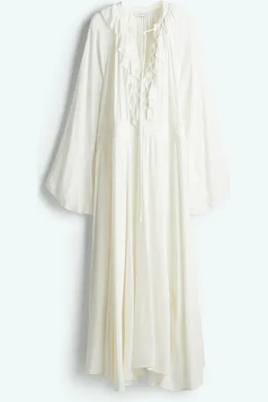 H&M Maxikleid mit Volants - Weiß
