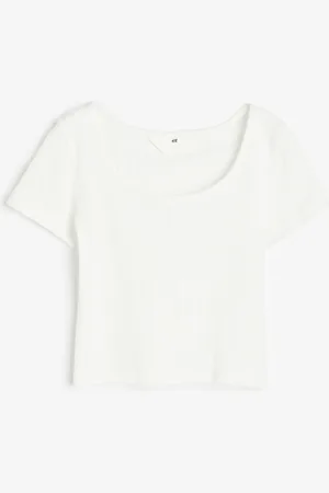 H&M Shirt aus Pointelle-Jersey - Weiß