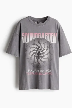 H&M Oversized T-Shirt mit Print - Grau