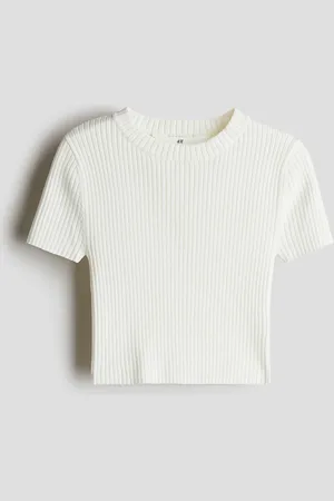 H&M Shirt in Rippstrick - Weiß