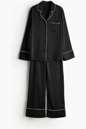 H&M Satinpyjama - Schwarz