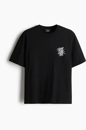 H&M Bedrucktes T-Shirt in Loose Fit - Schwarz