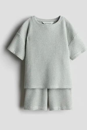 H&M 2-teiliges Jersey-Set mit Waffelstruktur - Grün