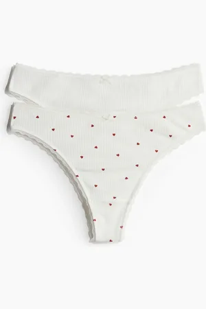 H&M 2er-Pack Tangas mit Pointellemuster - Weiß
