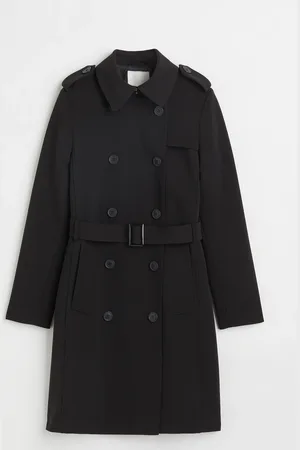 H&M Zweireihiger Trenchcoat - Schwarz