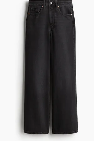 H&M Feather Soft Super Wide Ultra High Jeans - Schwarz