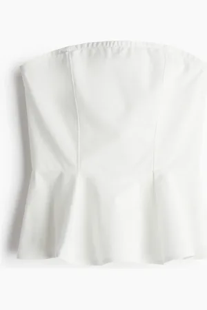 H&M Bandeau-Top mit Peplum - Weiß
