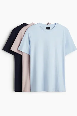 H&M 3er-Pack T-Shirts in Regular Fit - Blau