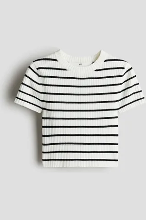 H&M Shirt in Rippstrick - Weiß