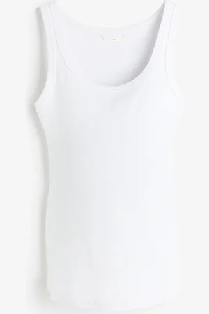 H&M MAMA Geripptes Tanktop - Weiß