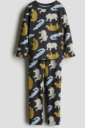 H&M Gemusterter Jerseypyjama - Grau