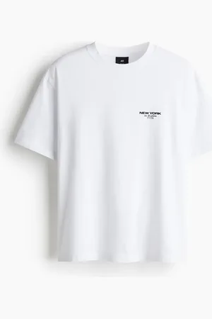 H&M Bedrucktes T-Shirt in Loose Fit - Weiß