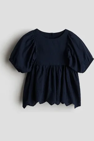 H&M Bluse mit Broderie Anglaise - Blau