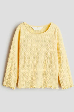 H&M Gesmoktes Jerseyshirt - Gelb