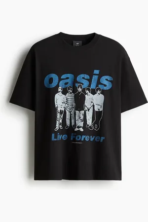 H&M Bedrucktes T-Shirt in Loose Fit - Schwarz
