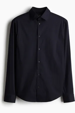 H&M Stretchiges Hemd in Slim Fit - Blau
