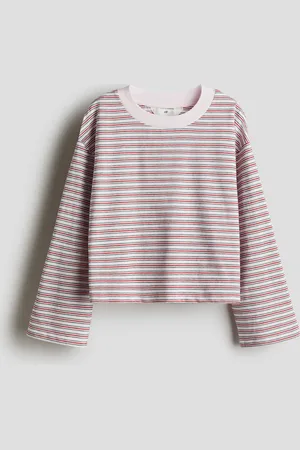 H&M Langarmshirt in Baumwolljersey - Pink
