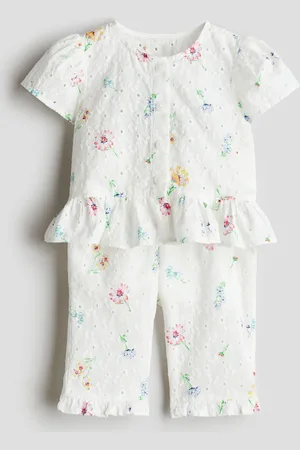 H&M 2-teiliges Set in Broderie Anglaise - Weiß