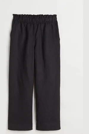 H&M Knöchellange Leinenhose - Schwarz