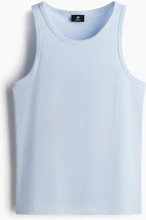 H&M Geripptes Tanktop in Slim Fit - Blau