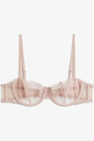 H&M Unwattierter Balconette-BH mit Stickerei - Pink