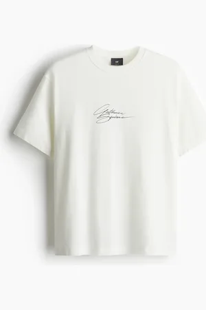 H&M Bedrucktes T-Shirt in Loose Fit - Weiß