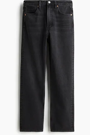 H&M Slim Straight High Ankle Jeans - Schwarz