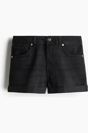 H&M Denimshorts mit hohem Bund - Schwarz