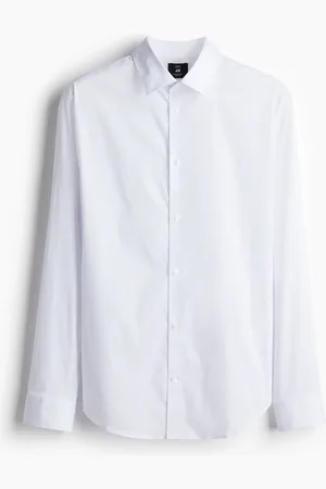 H&M Stretchiges Hemd in Slim Fit - Weiß
