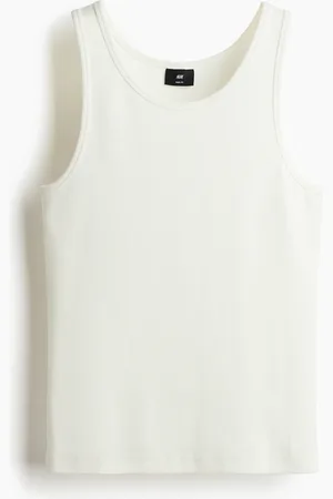 H&M Geripptes Tanktop in Slim Fit - Weiß
