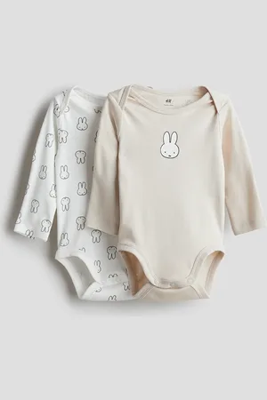 H&M 2er-Pack Langarmbodys - Beige