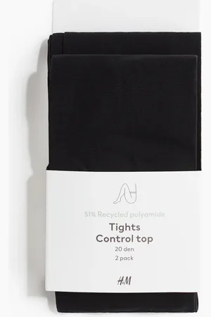 H&M 2er-Pack Control-Top-Strumpfhosen 20 Denier - Schwarz