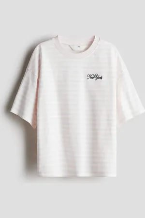 H&M Oversized Baumwoll-T-Shirt - Pink