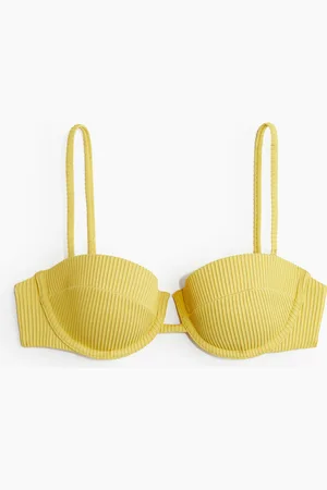 H&M Wattiertes Balconette-Bikinitop - Gelb