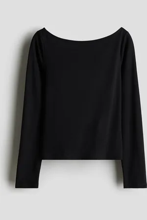 H&M Jerseyshirt mit Cut-out - Schwarz