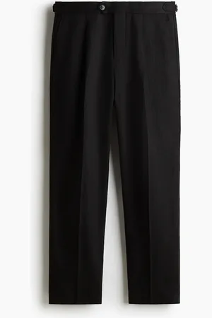 H&M Anzughose aus Leinenmix in Regular Fit - Schwarz