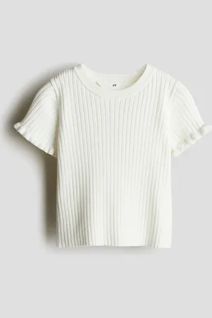 H&M Shirt in Rippstrick - Weiß