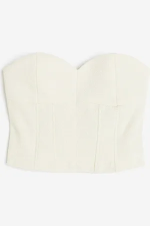 H&M Bandeau-Top aus Bouclé - Weiß