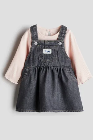 H&M Zweiteiler mit Denimkleid und Shirt - Grau