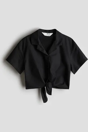 H&M Kurzbluse mit Knotendetail - Schwarz